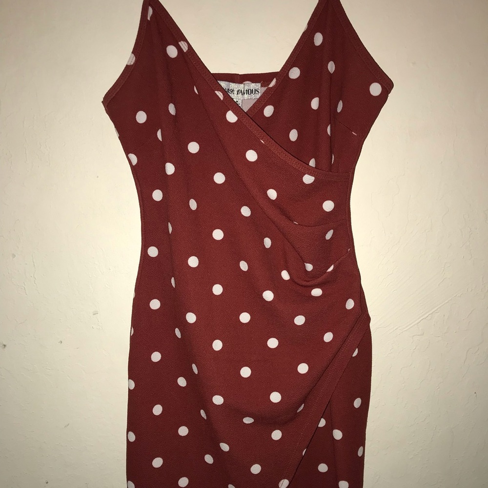 FREE add on purchase Orange Polka-dot Body-con Slit Dress